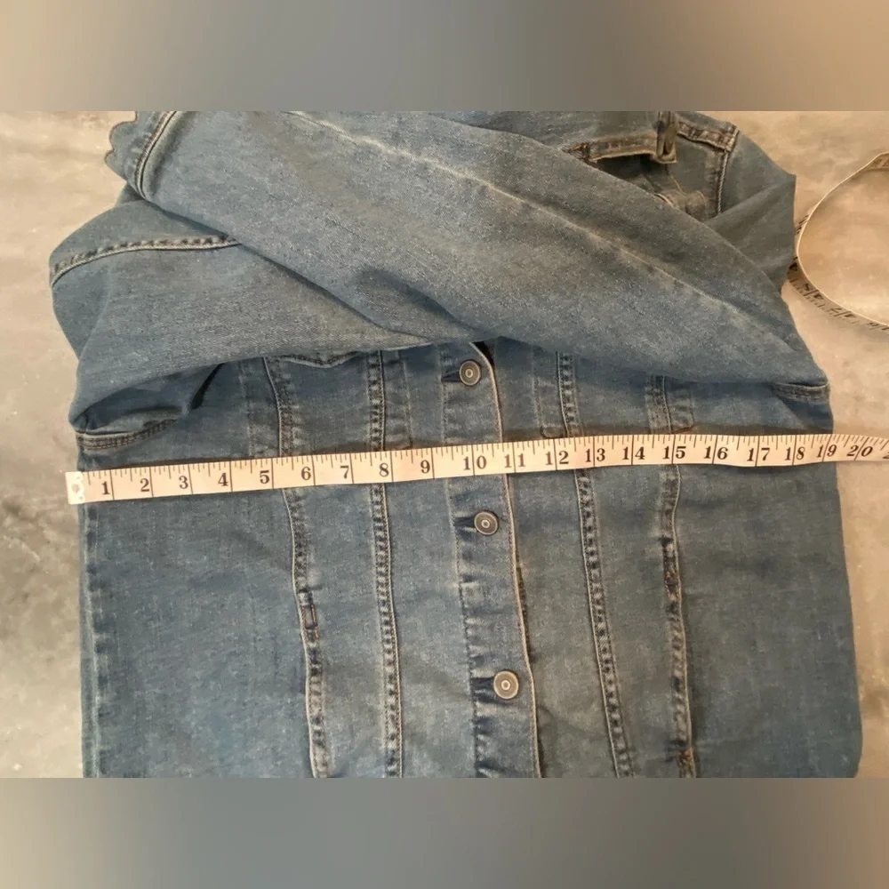 Wonder Nation Girls Size XXL 18 Med Wash Cotton Stretch Distressed Denim Jacket